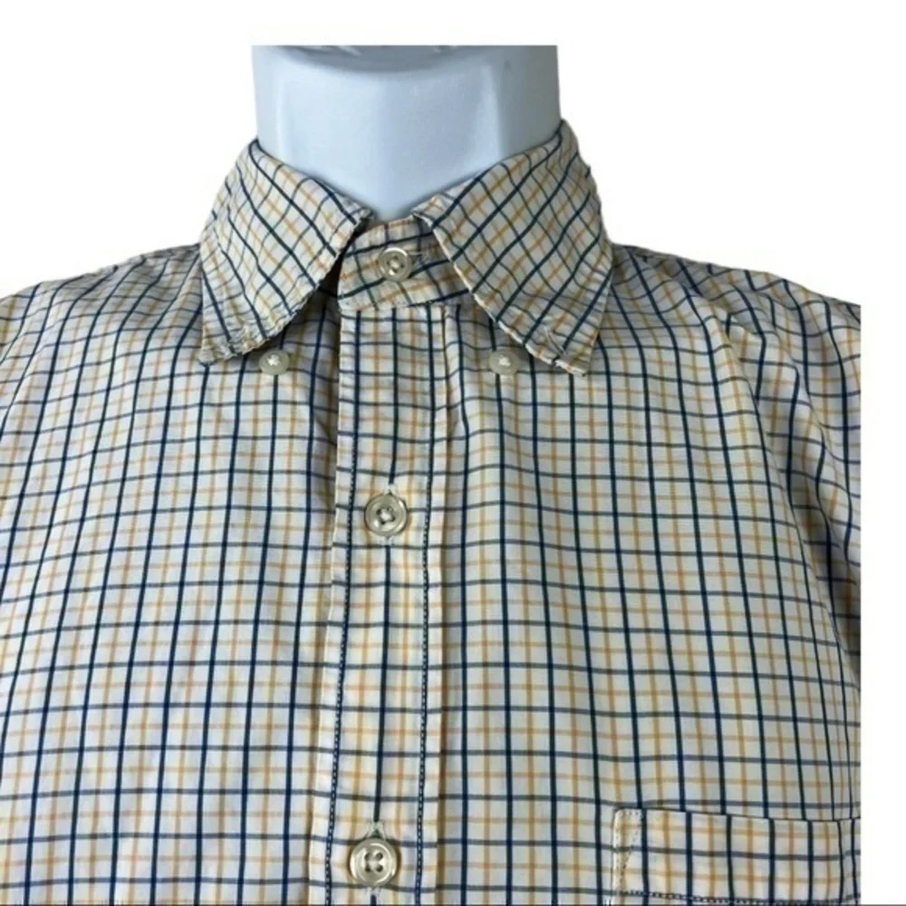 J.Crew Men Casual Shirt Buttons Down Plaid Yellow Blue Sz M